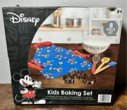 NWT Disney 8 Piece Kids Baking Kit- Mickey Apron bowl Cookie Cutter Spoon Whisk