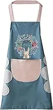 Waterproof Aprons Wiping Hands Bakers Apron Kitchen Apron with Pockets Floral Bunny Apron Hanging Neck Apron for Women Men Chef Gifts Kitchen Restaurant Cooking Apron