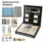 50tlg Drawing Sketch Set Charcoal Pencil Eraser Graphite ArtCraftSketchingKit-~