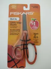 Fiskars 5 Inch Kids Scissors Ages 4+ Blunt Tip, Safety Edge Blades Basketball