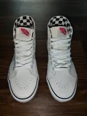 VANS Sk8-Hi Tapered DIY, White, Suede Canvas Skate Shoe Men's Size 5 Women's 6.5