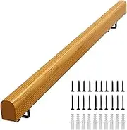 Modern Wood Stair Railing Kit for Indoor | Stair Banister Handrail for Deck Porch Basement Loft | Hand Rails Non-Slip Support Rod 1.5m 2m 3m 4m 5m 6m Grab Rail(6.6ft/200cm)