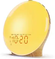 Wake Up Light Sunrise Alarm Clock for Kids, Heavy Sleepers, Bedroom, Upgraded Full Screen with Sunrise Simulation, Sleep Aid, Dual Alarms, FM Radio, Nightlight, 14 Colors, 7 Sounds, Ideal for Gift