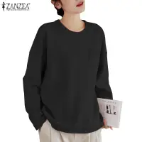 在飛比找蝦皮商城優惠-Zanzea 女式韓版時尚休閒圓領落肩長袖純色寬鬆運動衫
