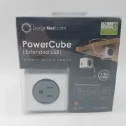 PowerCube Extended USB - 4 Outlet Power Adapter and 2 USB w/5ft cord - White