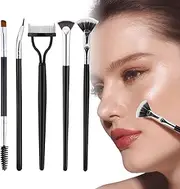 Qkbuza Mascara Brushes | Foldable Eyelash Comb Separator Set of 5 - Eyebrow Shaper Tool for Separating Lashes, Eliminating Clumps, Grooming Brows
