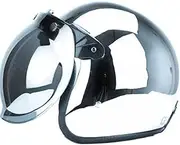 Retro Motorcycle Half Helmet German Style 3/4 Motorbike Vintage Silver Chrome Open Face Helmet with Bubble Mirror, Men Women Moped Scooter Chopper Cruiser Helmet ECE Approved A,L=(59-60) CM