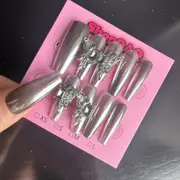 Memory Metal Y2K Cyberpunk Gradient Butterfly Nails - New Handcrafted Press-On Nails, Removable & Reusable