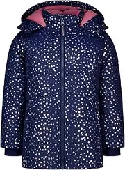 [SALT AND PEPPER] Girls' Winter Jacket with Shiny Silver All-Over Print, True Navy, One Size