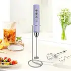 Milk Frother with Stand Rechargeable- Handheld Coffee Frother with 3 Stainles...