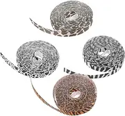 TOBBOMEY 4 Rolls Animal Print Ribbons for Crafting and Present Wrapping Featuring Charming Tiger Giraffe Zebra and Cow Patterns for DIY Projects and Festive Occasions