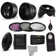 55MM WIDE ANGLE LENS + ZOOM LENS + REMOTE +3 FILTERS + WALLET FOR NIKON D3400