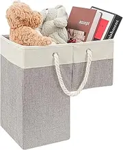 [Puricon] Stair Basket for Wooden Stairs, Stair Flax Step Storage Basket with Rope Handles Foldable Durable Staircase Storage Organizer for Home Carpeted Stairs -Grey
