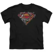 Superman Breaking Chain Logo Kids Youth T Shirt Licensed DC Comics Tee Black