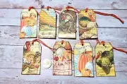 8-Thanksgiving-Fall-Autumn-Vintage-Junk Journal-Linen Cardstock-Gift-Hang-Tags