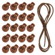 40 Pcs Single Hole Cord Locks with Elastic Cord, Coffee