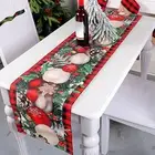 Christmas Dining Table Cloth Durable Runner Festive with Green Elf Hands Tree