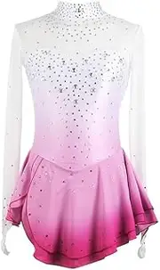 [JRUIA] Figure Ice Skating Competition Dress for Girls Women's Crystals Roller Sports Costume Handmade Gymnastics Leotards