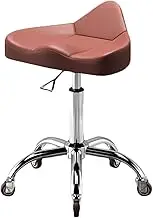 Saddle Stool with Backrest,Liftable Saddle Chair Silent Wheels,Ergonomic Swivel Salon Cutting Stool,for Home Office Hair Salon