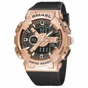 Men's Dual Time Sport Watch - Gold Digital Stopwatch, LED Display for Men's