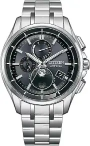 Citizen BY1001-66E Attesa Eco-Drive Solar Radio Men Watch Titanium Silver NEW