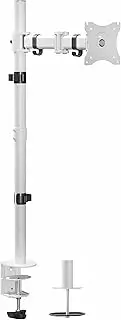VIVO Single Monitor Desk Mount, Extra Tall Fully Adjustable Stand for 1 LCD Screen up to 32 inches, Ultra Wide Screens up to 38 inches, 10kg Capacity, White, STAND-V001TW