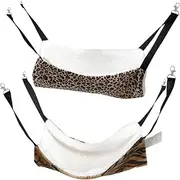 Toddmomy 2Pcs Cat Hammock Bed Hanging Sleeping Bed for Cats Durable Design with Hooks for Pet Cages Present for Felines Leopard Tiger Print