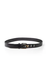 D&G Black Leather Key Hole Accent Belt