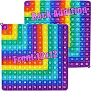 Multiplication 12x12, Addition 1-12, Alphabet pop it, Math Fidget Popper, Learn with Pop Toy, Number It, Toys, Bubble Sensory Rainbow ( 12x12 and 1-12 Addition)