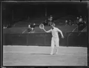 Japanese tennis player Jiro Sato playing a forehand during a tenni- Old Photo