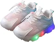 [IWIHMIV] Toddler Tennis Shoes Girl LED Light Up Sneakers Boys Girls Lightweight Breathable Running Athletic Walking Sports Shoes