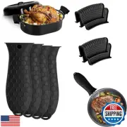 8Pack - 4 Silicone Cast Iron Skillet Handle Covers and 4 Silicone Pot Ear Cli