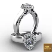 Halo Pear Diamond Engagement Filigree Design Split Shank Ring GIA G VS2 0.7 Ct
