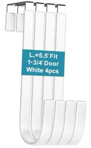 Over The Door Hooks 4 Pcs L=5.5" Fit 1 3/4" Door Bt: WT 5.5"fit 1 3/4"door 4pcs