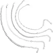 SAFIGLE 5pcs Metal Anklet Chain Silver Beach Metal Anklet Copper Metal Anklet for Party Iron Women Decor