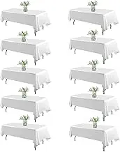 WIGENIUS 10 Pack White Table Cloth Rectangle Tablecloths 60X102 Inch,Polyester Table Cloth for 6 Foot Rectangle Tables,Wrinkle Resistant Washable Fabric Table Covers for Party,Wedding Banquet