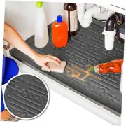 Waterproof Under Sink Mat (Gray 28" 1/4 x 22 1/4) Shelf Liner Cabinet Liner