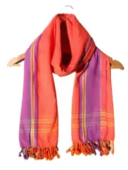 Kikoi Vibrant Gift 100% Cotton Ethnic Tassels Scarf Beach Wrap Kenya Made Orange