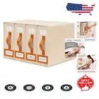 Upgrade Your Linen Storage: 4-Pack Tan Bed Sheet Organizers with Leather Handles