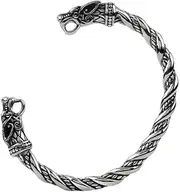 [TURTLEDOVE] Viking Wolf Fenrir Bangle - Adjustable Stainless Steel Norse Scandinavian Torc