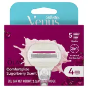 Gillette Venus Comfort Glide Sugarberry 5-Blade Razor Refills - 4 Blades