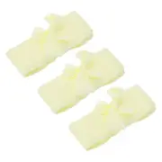 3 Pcs Light Yellow Ribbon Crinkle Chiffon, 1 1/2 Inch Handmade Tulle Fabric
