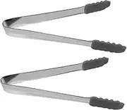 CONGARTENO 2Pcs Stainless Steel Ice Cube Clips Non Slip Multi Functional Tongs for Coffee Tea and Home Parties Food Serving Tools for Ice Cubes and Desserts