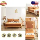 Stonewashed King Size Linen Fitted Sheet - 100% Breathable Linen, Caramel Color