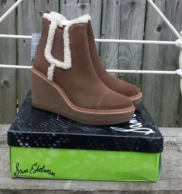 Sam Edelman Womens Reagan Tan Suede Wedge Boots Shoes 8M
