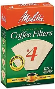 [Melitta] #4 Cone Coffee Filters, Unbleached Natural Brown, 100 Total Filters Count - Packaging May Vary