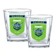 126743 CANBERRA RAIDERS NRL TEAM LOGO SET OF 2 250ML SPIRIT SCOTCH GLASSES