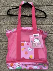 Hello Kitty cute PINK Large Capacity Mesh Cooler Tote 2 totes in 1 NEWW/TAGS