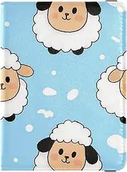 [Amooorous] Cartoon Cute White Sheep Leather decorative waterproof passport holder Travel Documents Organizer Protector Travel Passport Wallet With Vaccination Card Slot Ultra Slim, Cartoon cute white sheep, 1