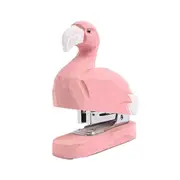 Mini Wooden Flamingo Stapler Cute Animal Carving Office Desk Accessory Tool